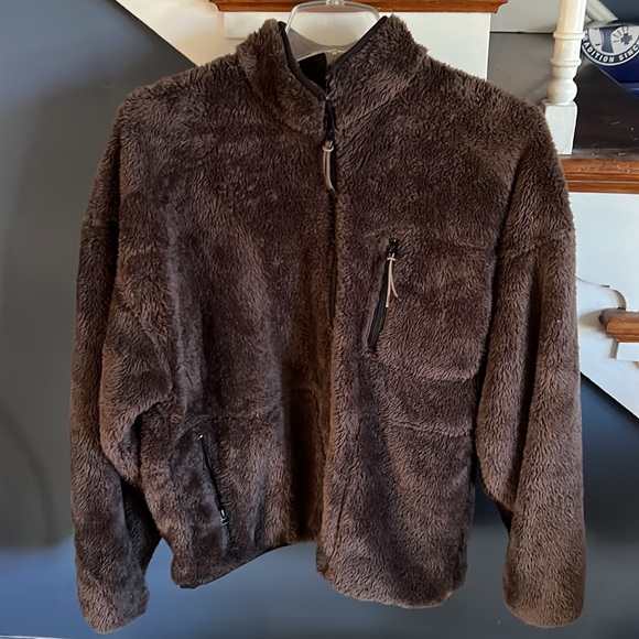 American Eagle Timberland Men’s Dark Brown Fleece Jacket Sz M NEW - Picture 2 of 12